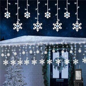Christmas Snowflake  Icicle Lights 264 LED, 17.22ft